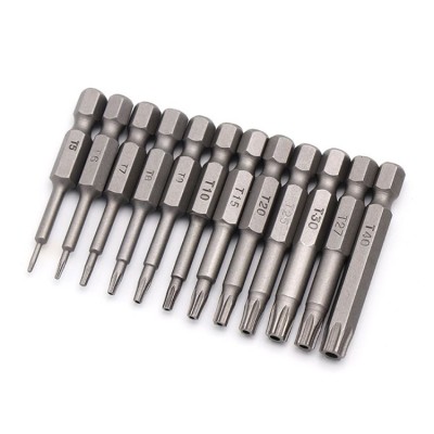 12pcs Torx screwdriver bits T5 T6 T7 T8 T9 T10 T15 T20 T25 T27 T30 T40 High Carbon steel S2 Alloy Chrome Vanadium