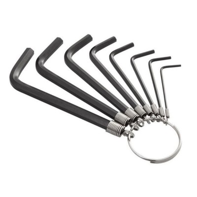 8pcs Black treatment Hex L Allen Key wrench spanner screwdriver keychain ring 1.5mm 2mm 2.5mm 3mm 3.5mm 4mm 5mm 6mm