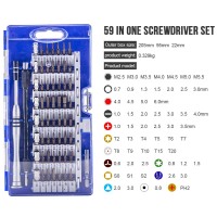 NINDEJIN 60-in-one Magnetic Screwdriver Bit Set Precision Insulated Small Torx Screwdriver Set for Phone Laptop Repair Tool Kit