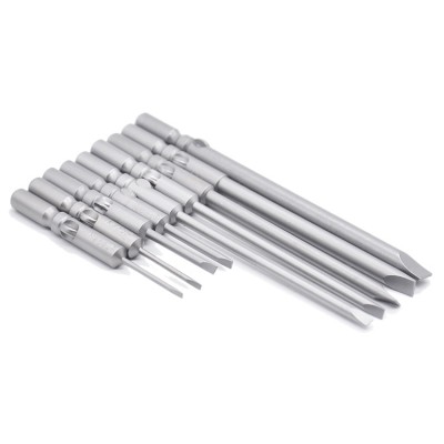 S2 alloy precision Slot Flat screwdriver bits head SL1.6 2 2.5 3 4 5 6mm with 4 5 6mm round shank 800 801 802 series