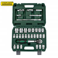 Wholesale Custom Heavy Duty Portable 32pcs Auto Car Repair Hand Tools Socket Wrench Set With Plastic Box